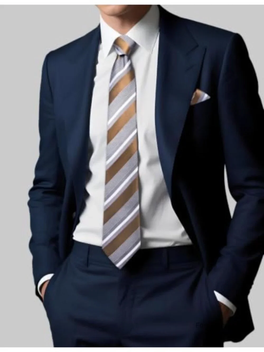 Silk Blend Striped Tie and Pocket Square Set for Men, Wedding Gift, Formal
